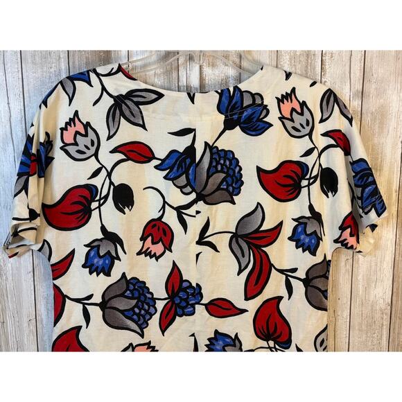 Grace Elements Linen Blend Red White Blue Floral Shift Dress - Size Small NWT - Picture 8 of 9